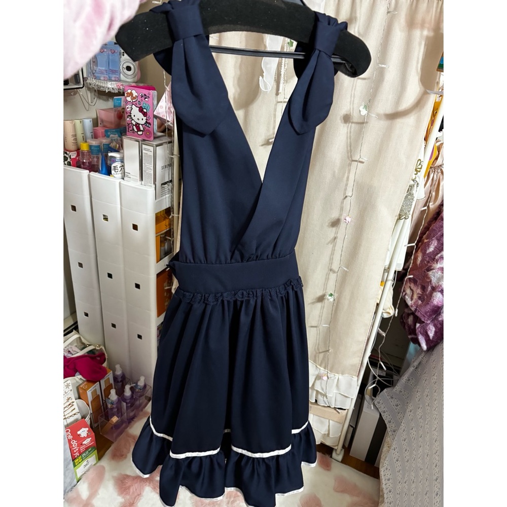 Navy Blue Halter Dress